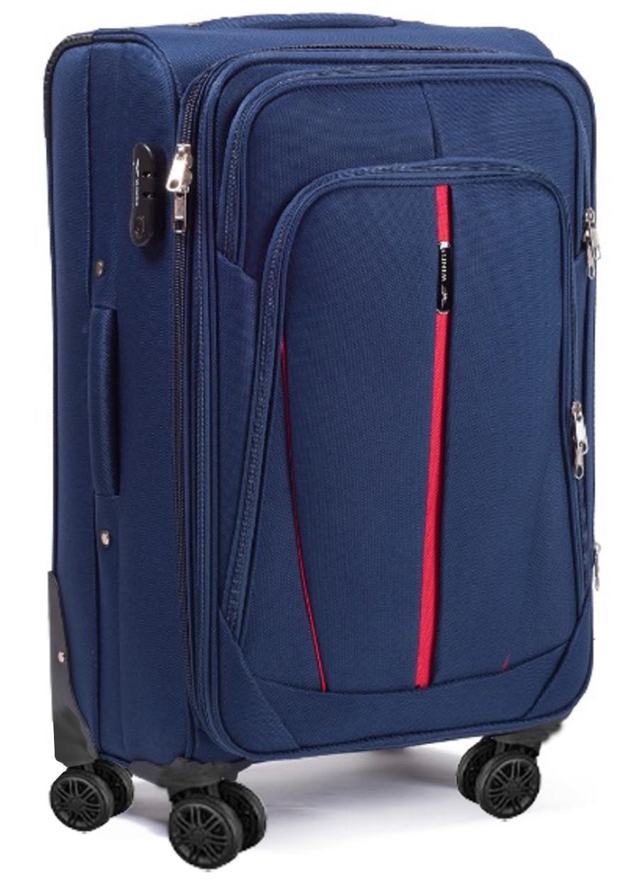 Чемодан тканевый Wings 1706 средний 4 колеса Темно-синий Vt00044