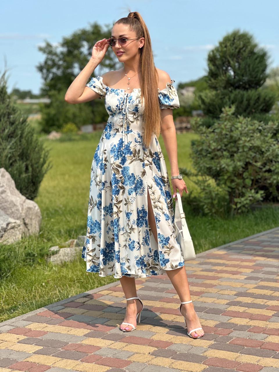 Платье женское миди Maybel из шелка Армани Цветочный принт (2635558335) - фото 6