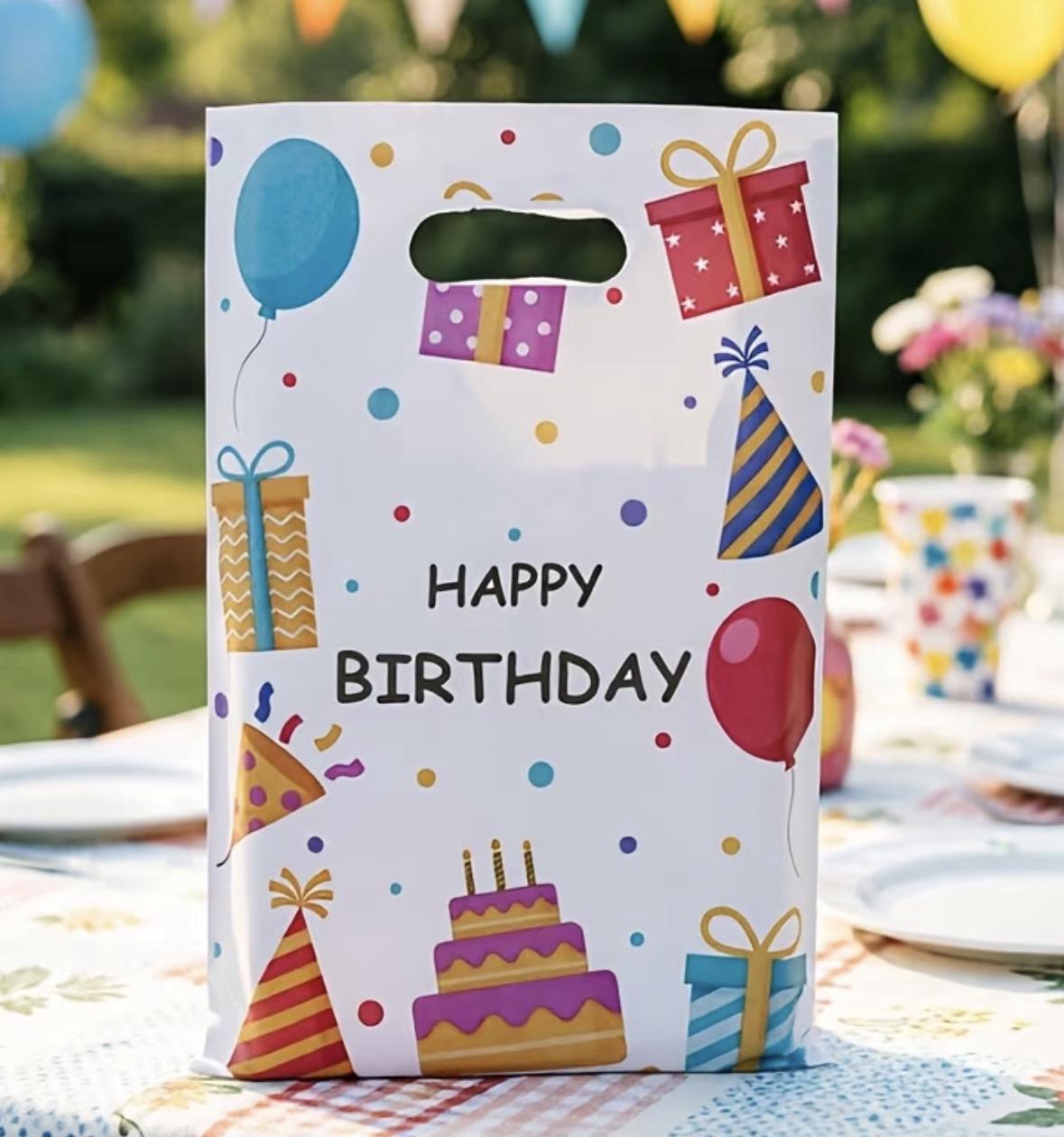 Подарочные пакеты детские для вкусностей Happy Birthday полиэтиленовые 25х16,5 см 10 шт.