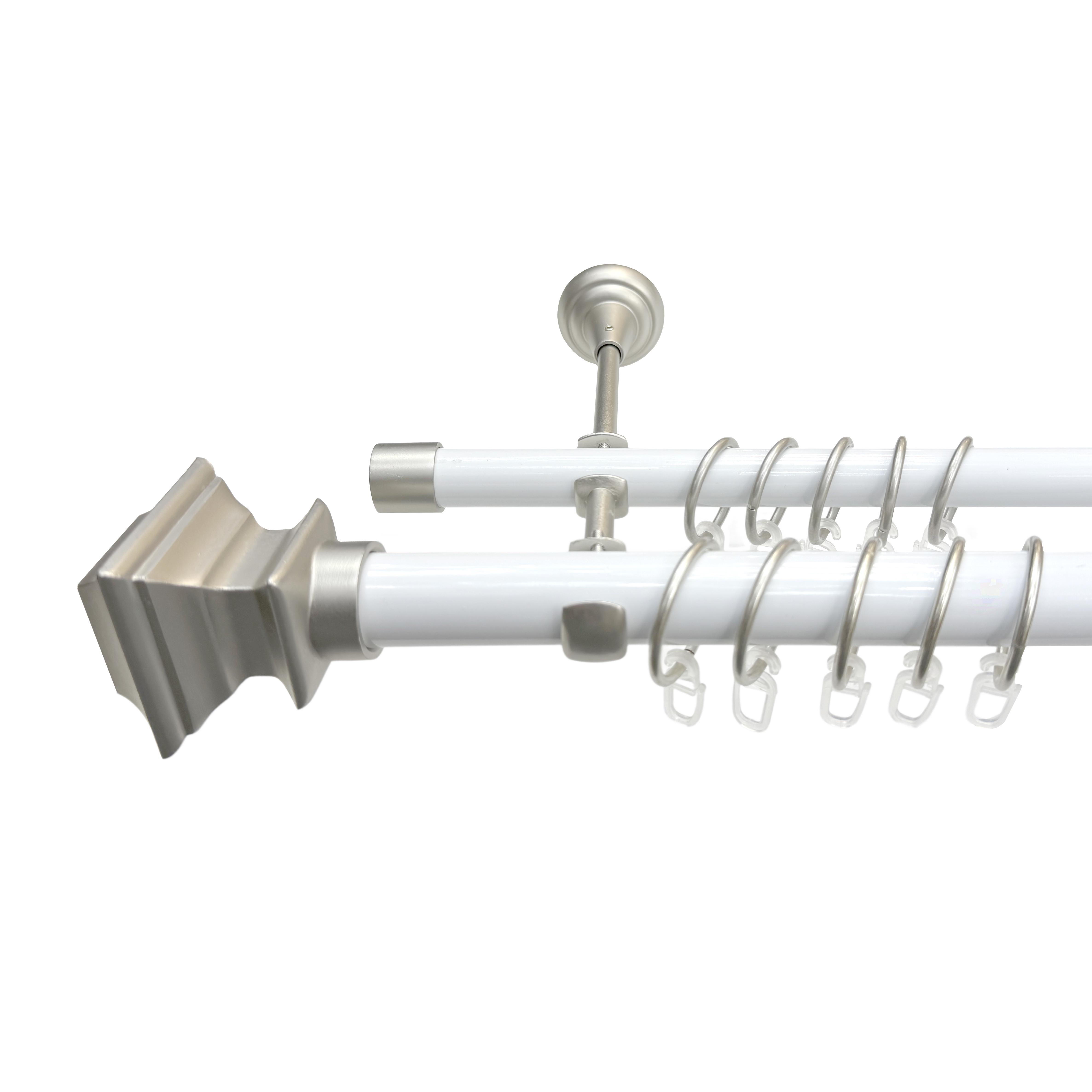 Карниз металевий Orvit Борджеза двохрядний 25/19 мм 240 см Білий/Сатин (14580479)