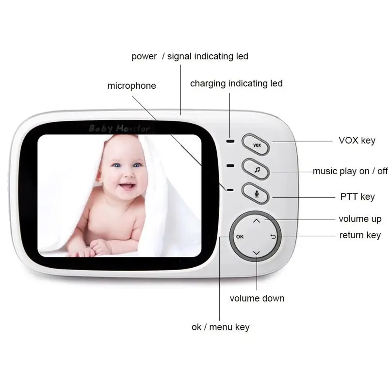 Видеоняня Baby Monitor VB603 HD720P 3,2" с обратной связью (100235) - фото 6