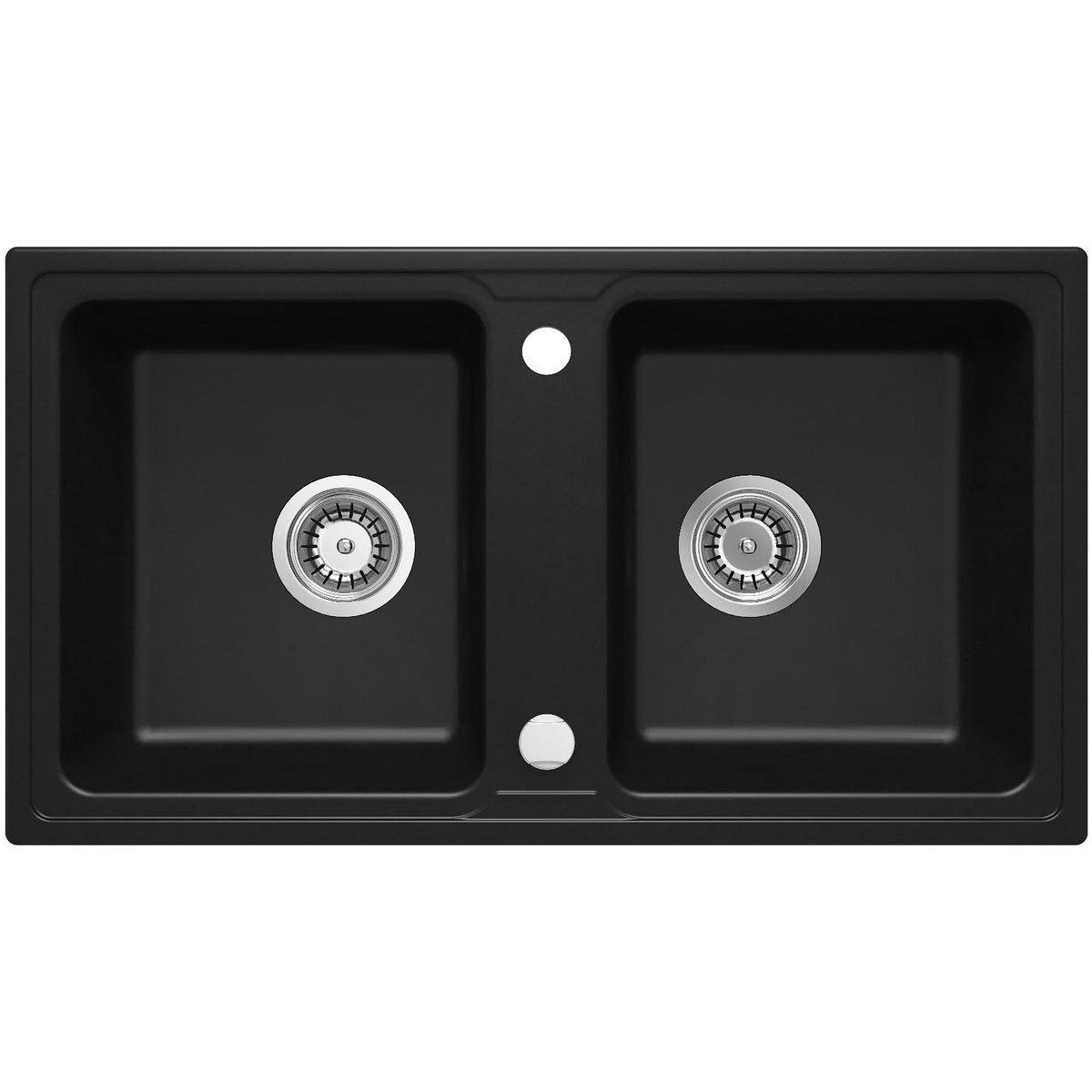Мойка кухонная гранитная Deante ZQZ_N203 2 чаши 780x435 мм Черный (205614)