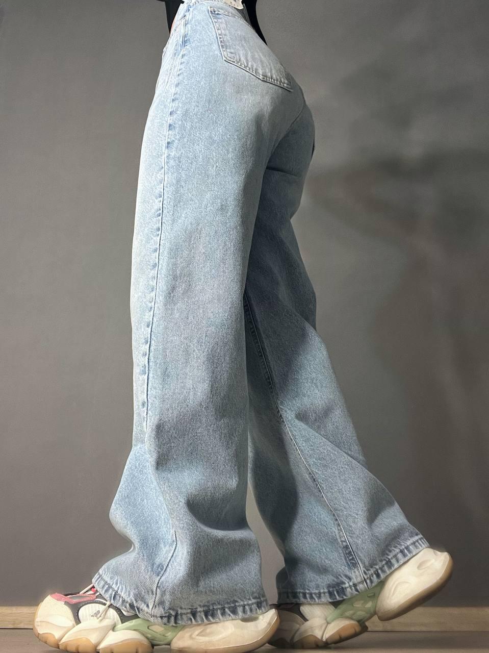 Джинси жіночі ITS Basic 2499-3 Wide Leg jeans з високою талією широкі рівні від стегна з виточками на стегнах р. 34 Блакитний (3918) - фото 9