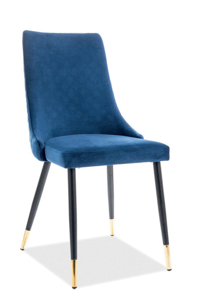 Стул кухонный Signal PIANO Velvet 920х450х440 мм (мягкий для кухни/гостиной/офиса) Металл/Ткань Бархат цвет Черно-золотой/Синий (PIANOVCG)