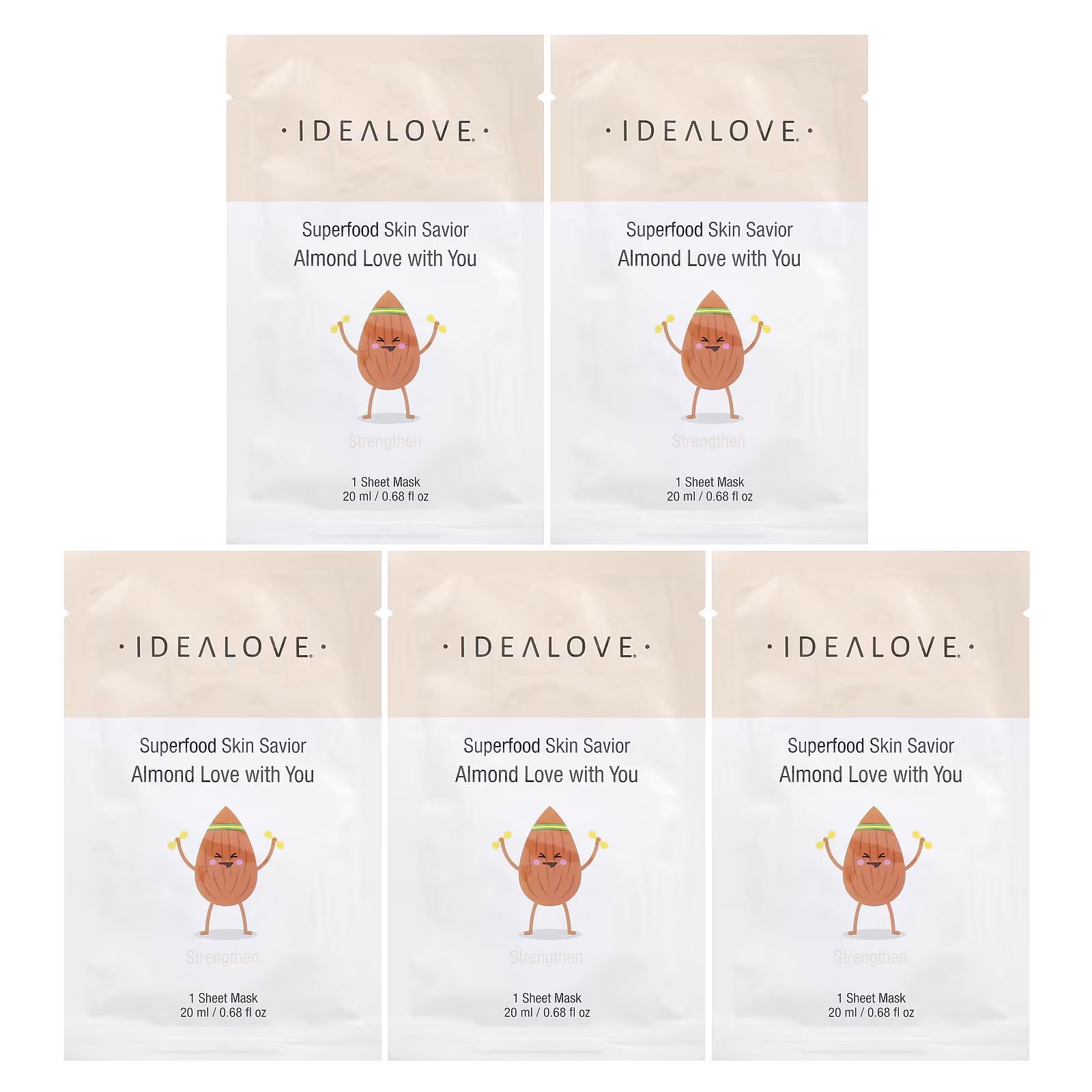 Маски тканевые с суперфудами Idealove Superfood Skin Savior миндаль 5 шт. по 20 мл (27198624)