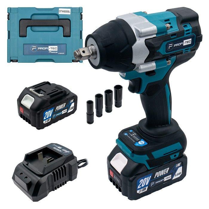 Гайковерт аккумуляторный PROFI-TEC DTW800BL 20V безщеточный ударный (006126)