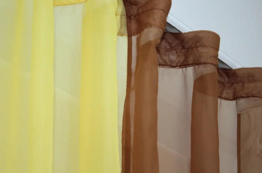 Комплект штор на кухню/балкон 265х170 см Коричневый/Желтый (017к) - фото 3 Комплект штор на кухню/балкон 265х170 см Коричневый/Желтый (017к) - фото 3