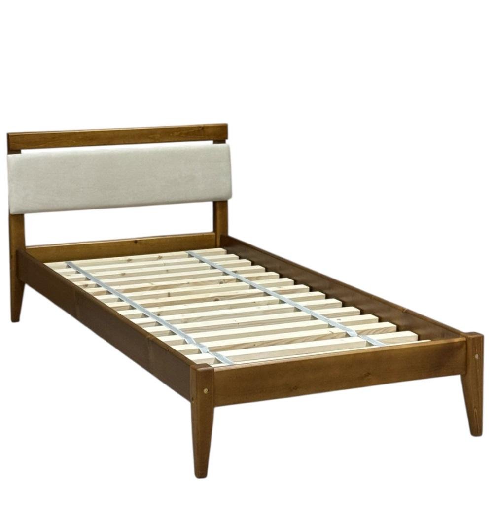 Кровать односпальная деревянная Скиф Л-157 с мягкой вставкой 80х190 см Тиковое дерево/Велюр лагуна-3 (27975405)