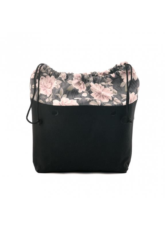 Підкладка джинсова на зав'язках для сумки Mini Півонії Чорний (12169)