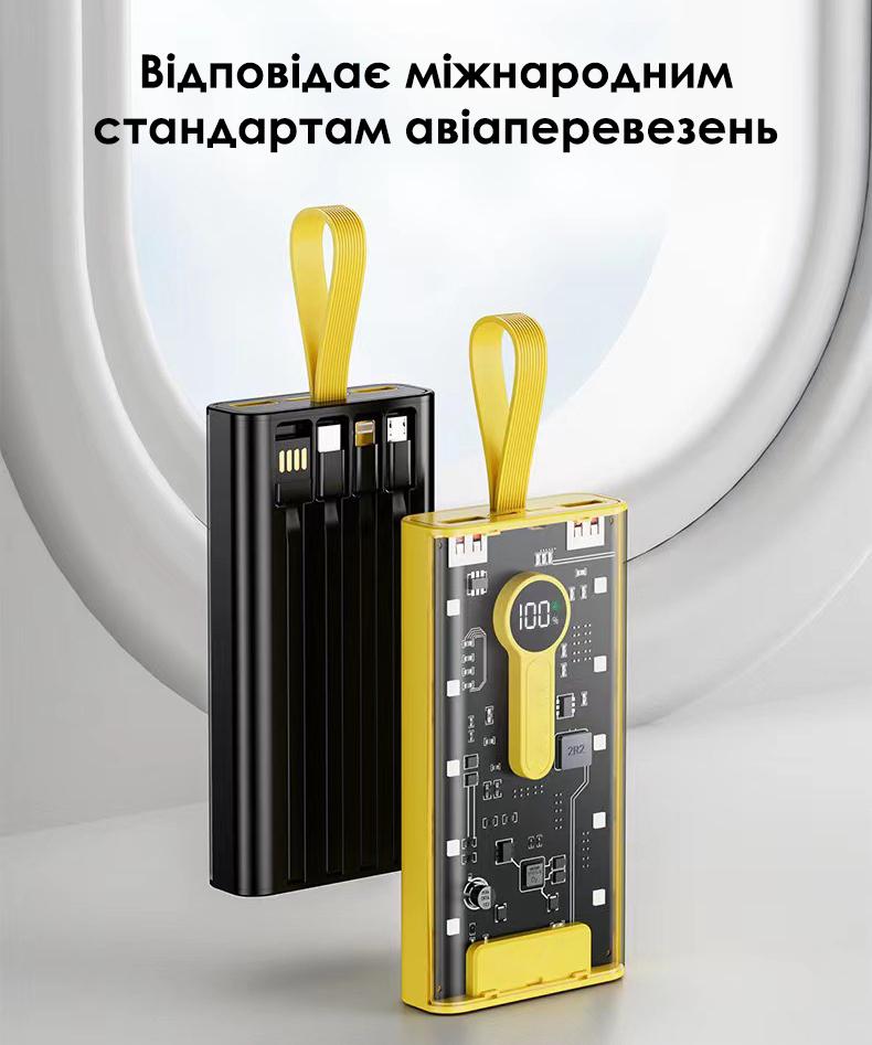 Повербанк 4 встроенных кабеля 20000 mAh (347-1) - фото 6