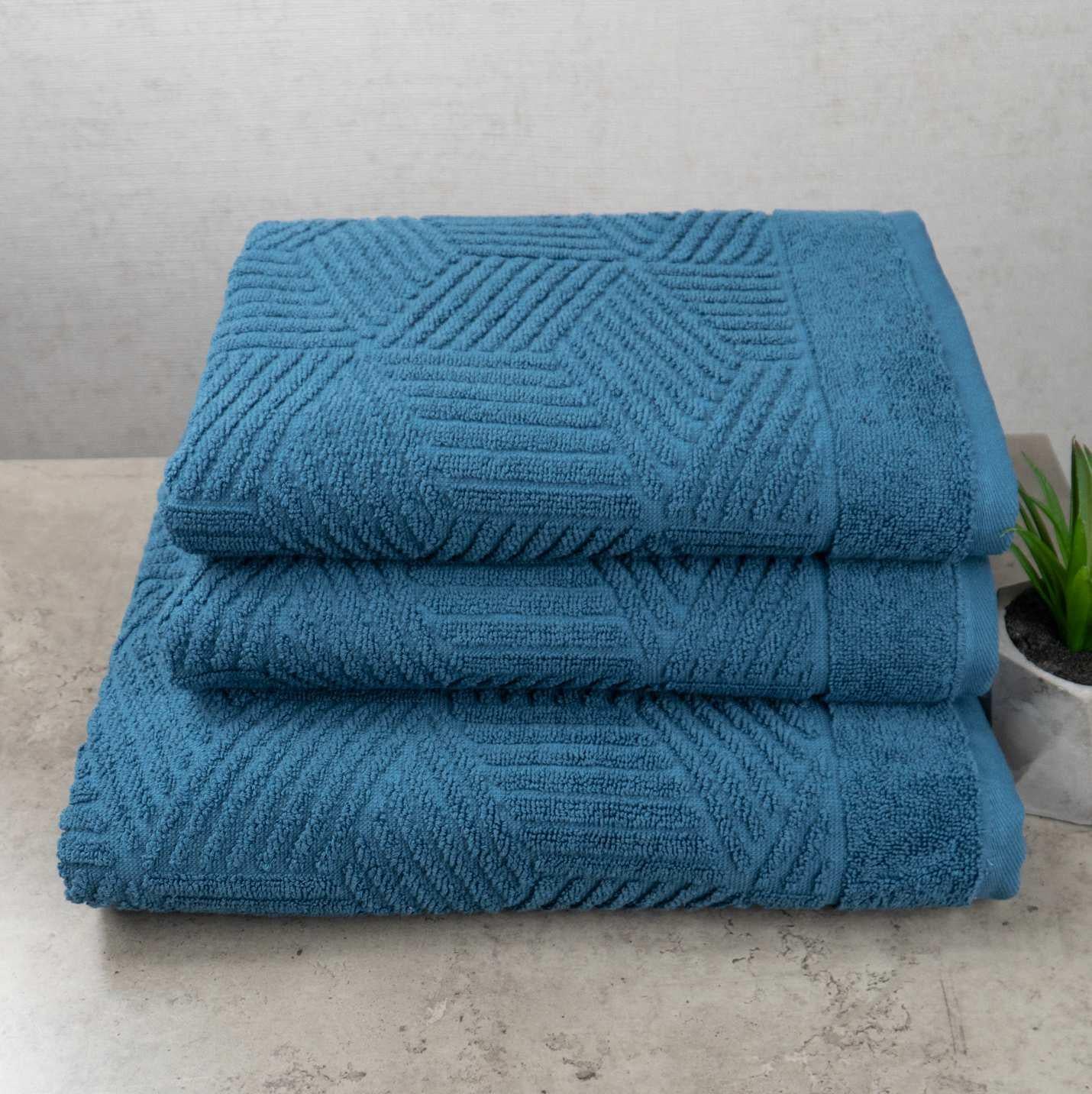 Комплект махровых полотенец GM Textile Уэльс 3 шт. Синий (500-k-wales-blue)