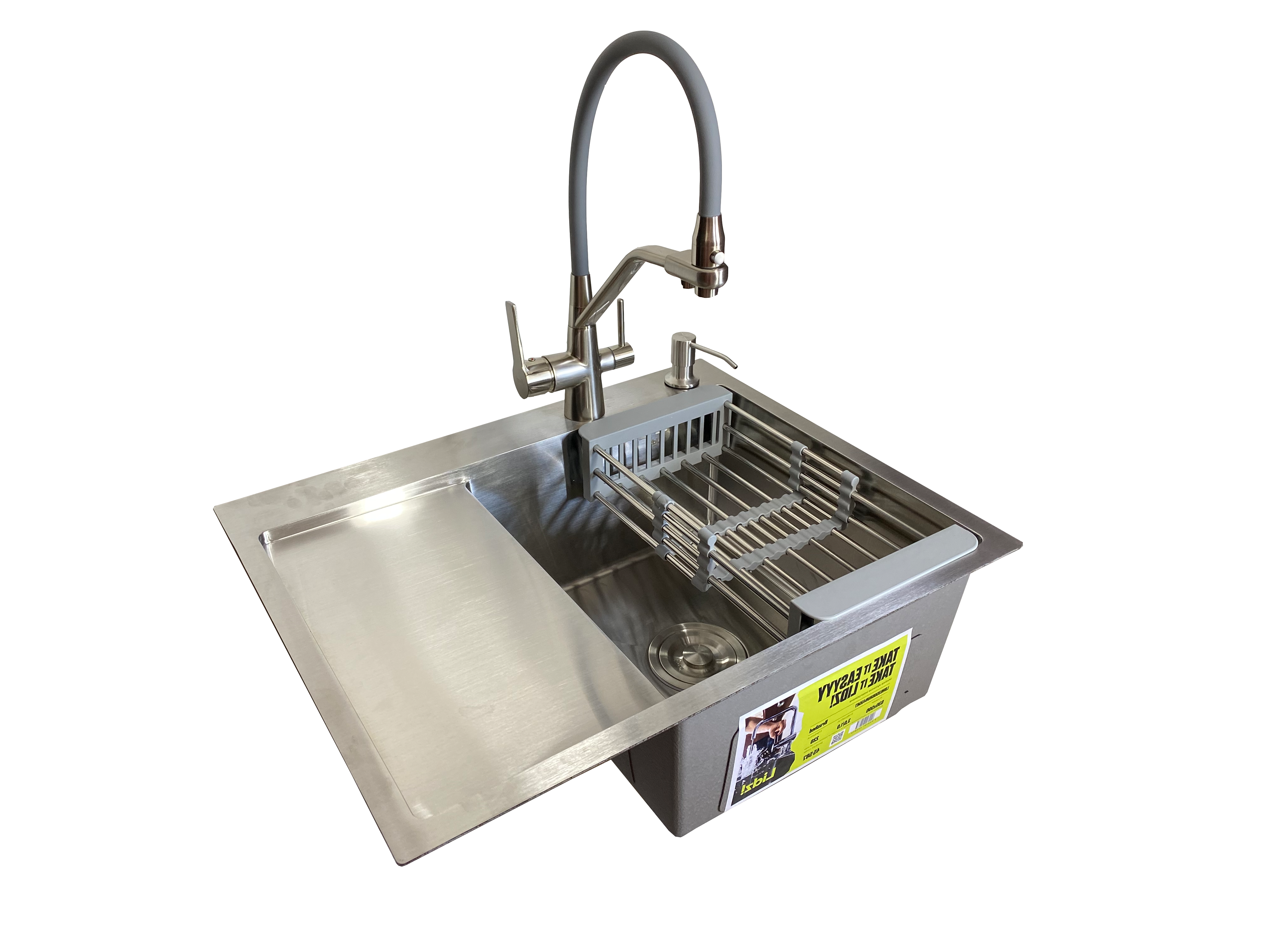 Мийка для кухні Lidz H6350L чаша праворуч/вбудована/змішувач із підключенням до фільтру/кошик/дозатор 3,0/1,0 мм (783bcfcd)