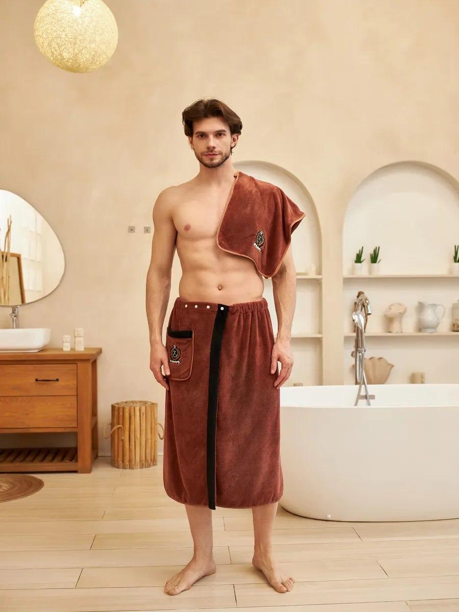 Комплект для сауны мужской 85х150 см Коричневый (Д-novo-m-sauna-0036)
