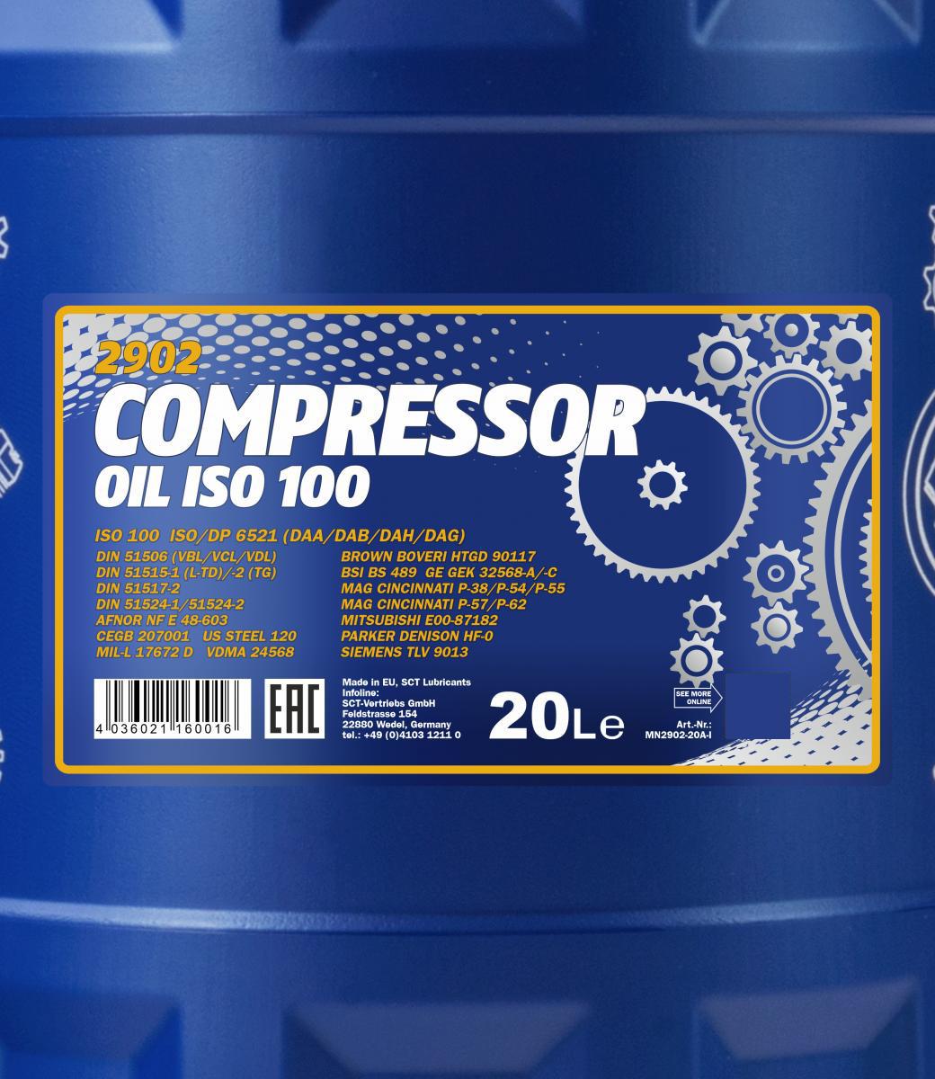 Компрессорное масло Mannol 2902 COMPRESSOR OIL ISO 100 20 л (MN2902-20) - фото 2