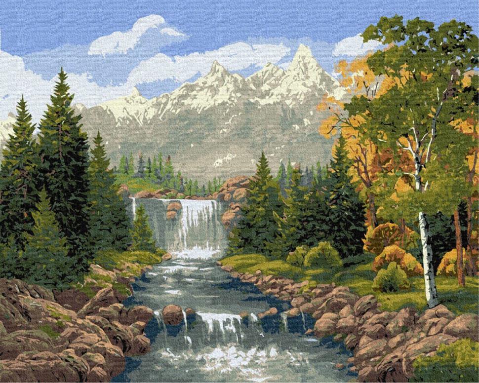 Картина за номерами Rainbow Art Водоспад у лісі (GX7361-RA)