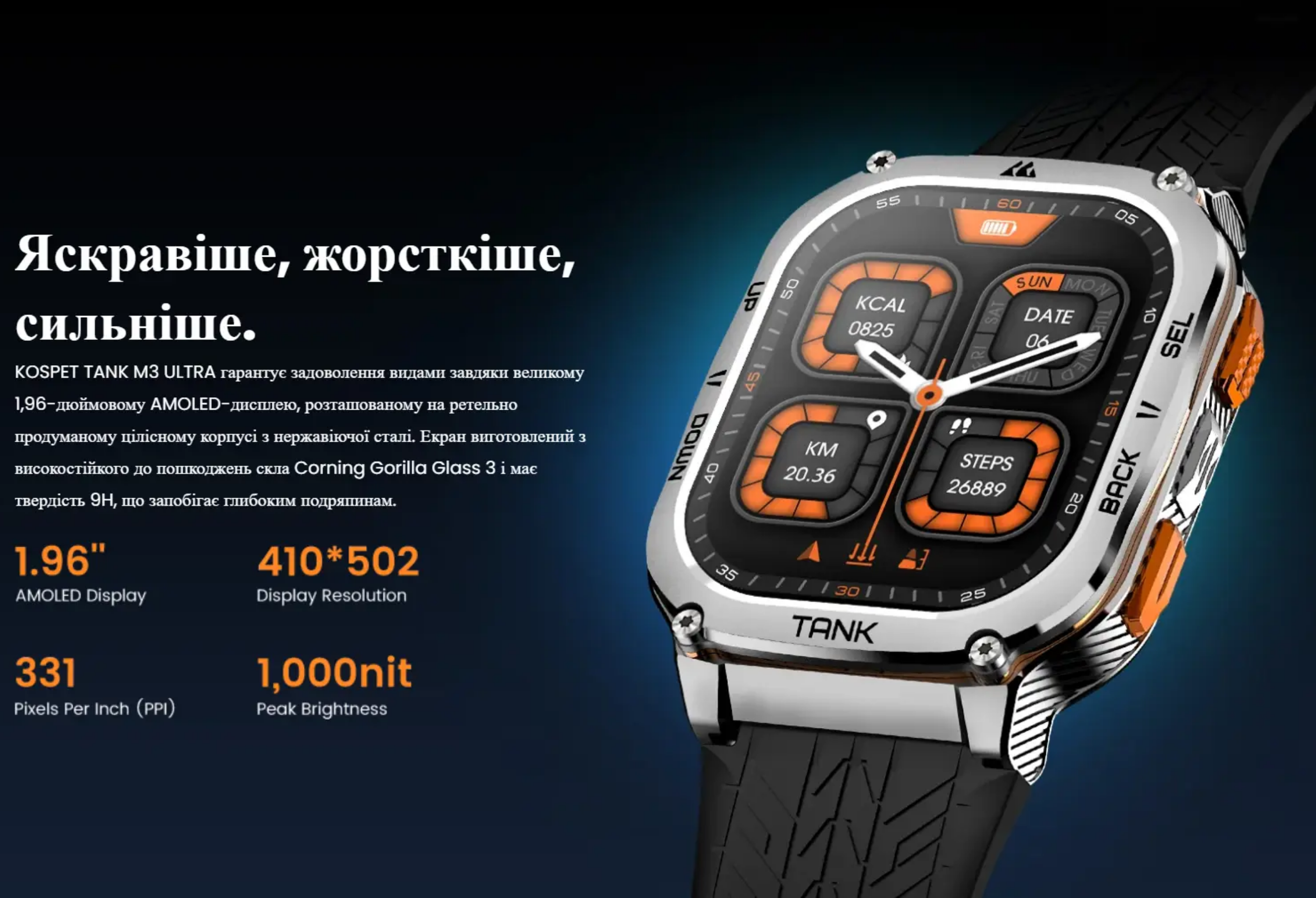 Смарт-часы тактические Kospet Tank M3 Ultra Special Edition Silver — фото 10