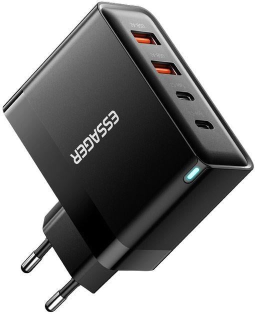 Зарядное устройство Essager Grace 100W GaN 4 Ports Travel Charger 2 Type-C/2 Type-A Black (ESS201) - фото 2