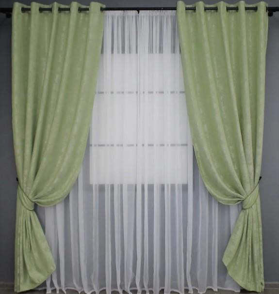 Комплект штор на люверсах Sultan YL жакард 1,5х2,5 м 2 шт. Світло-оливковий (1367ш 37-0055) - фото 1 Комплект штор на люверсах Sultan YL жакард 1,5х2,5 м 2 шт. Світло-оливковий (1367ш 37-0055) - фото 1