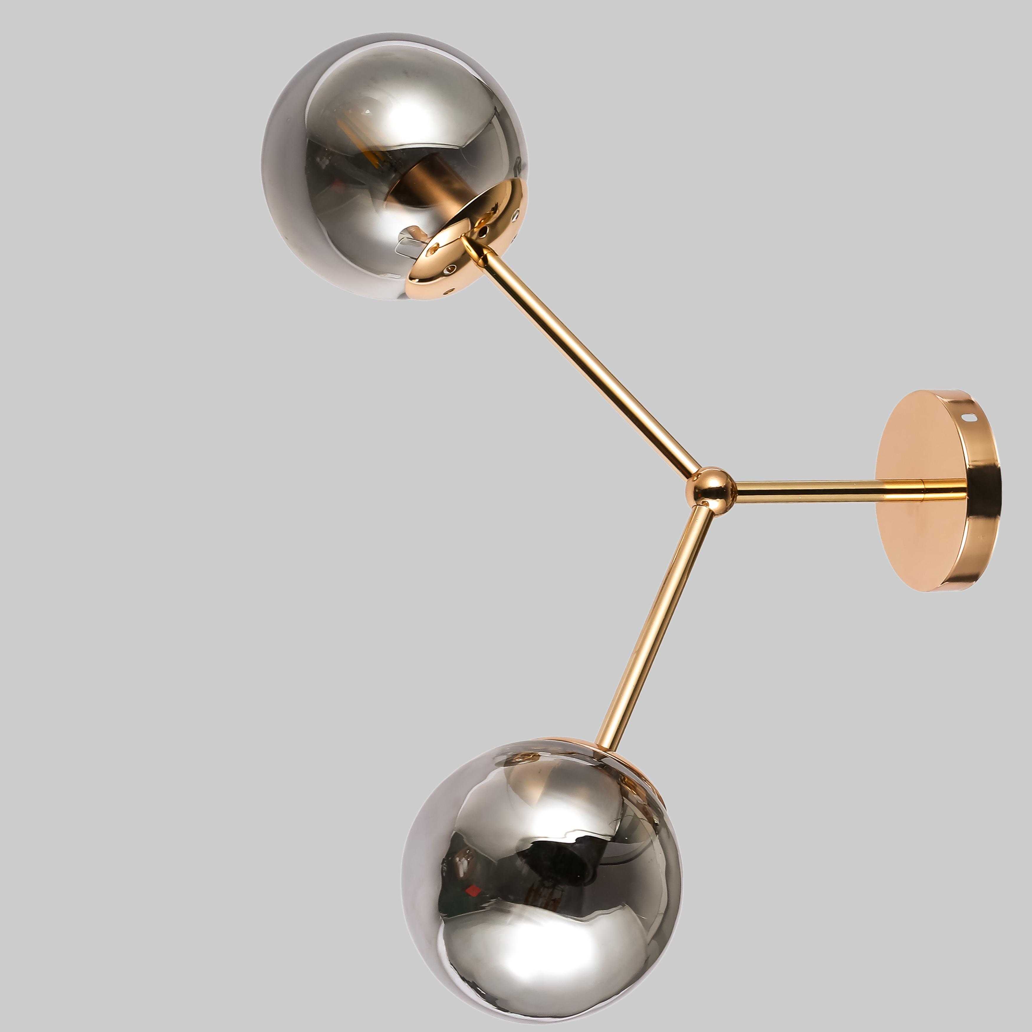 Светильник/бра настенный с двумя плафонами (52-W9811-2 GD+BK)