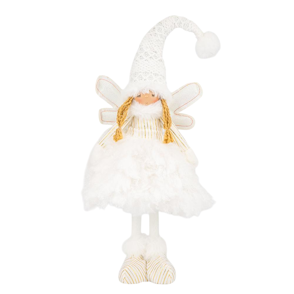 Новогодняя фигурка телескопическая для праздничного интерьера Фея-сплюшка из текстиля и подсветкой 35 см Белый (147-81-9241-007) Новогодняя фигурка телескопическая для праздничного интерьера Фея-сплюшка из текстиля и подсветкой 35 см Белый (147-81-9241-007)