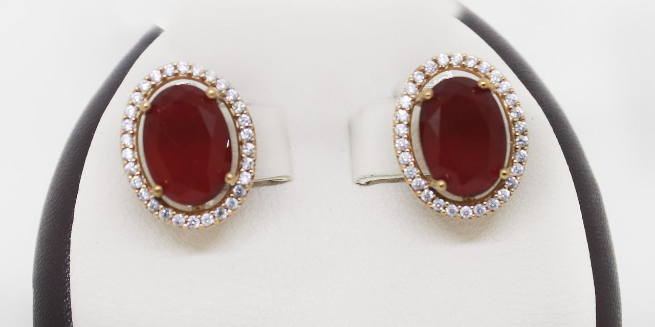 Серьги серебряные с кубическим цирконием и корундом 7,79 г (1531961711)
