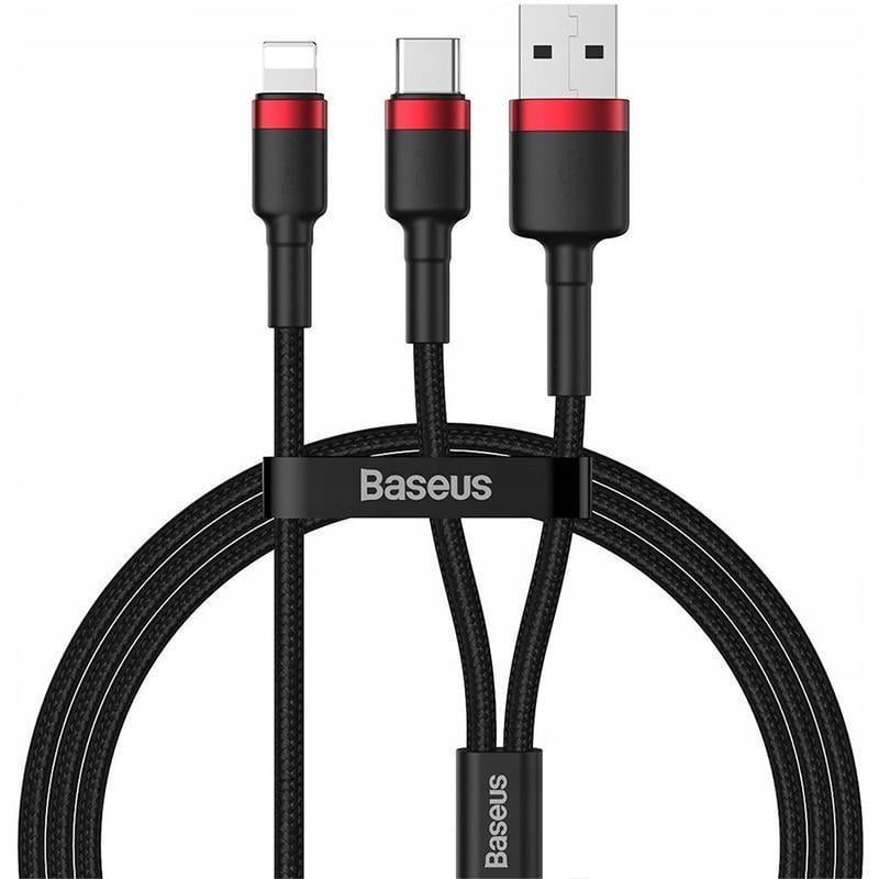 Кабель Baseus CATKLF-ELG1 Cafule Cable USB to Lightning/Type-C 18W 1 м Black/Red