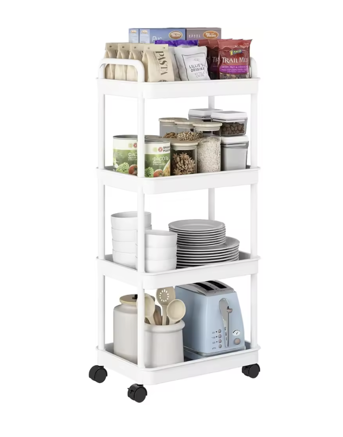 Этажерка на колесах 4 полки 32х20х80 см Белый (2767714566) - фото 5 Этажерка на колесах 4 полки 32х20х80 см Белый (2767714566) - фото 5