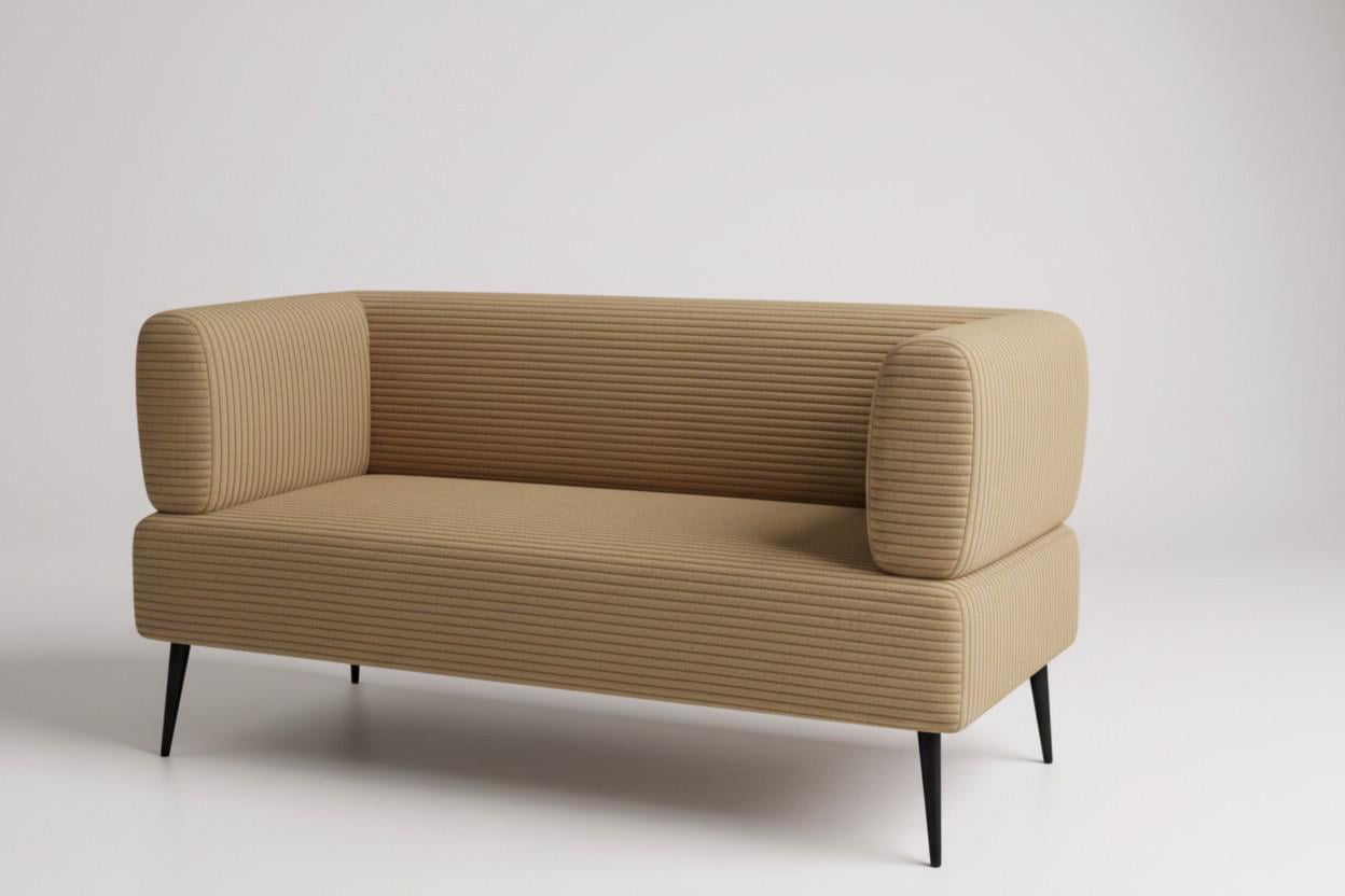 Диван офисный Tobi Sho Бенно-1 с подлокотниками велюр вельвет 1400х720х750 мм Lotus 09/DK Beige