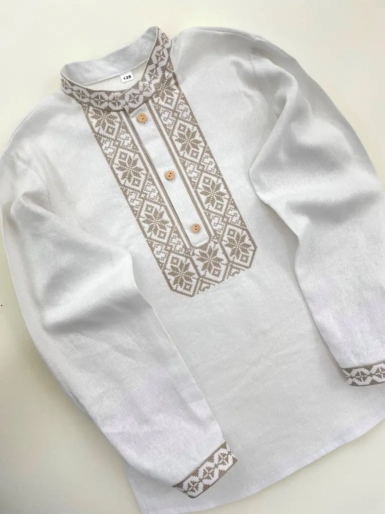 Вышиванка детская Нестор 116 см Бежевый (0001823) - фото 4 Вышиванка детская Нестор 116 см Бежевый (0001823) - фото 4