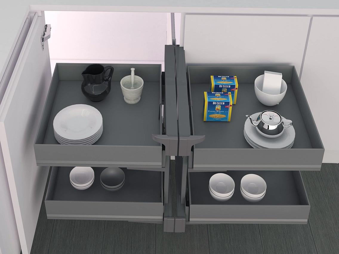 Механизм Compact 2 в угловой модуль INOXA Helios 839BK/45AR универсальный ардезия 4 полка 900 мм (110143)