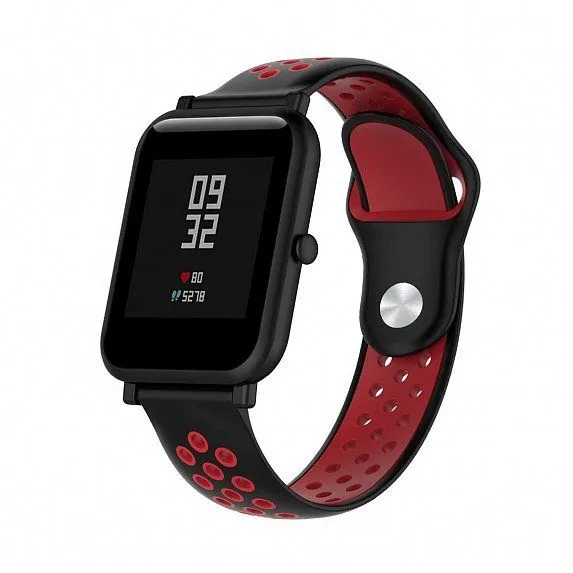 Ремешок универсальный для Amazfit Bip 20 мм Black-Red (AMZBPSILNIKE-BRD)