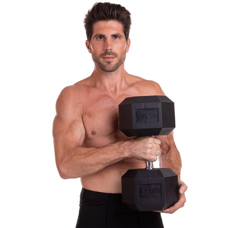 Гантель цільна TA-2679 шестигранна 47,5 кг Чорний (56363153) - фото 5