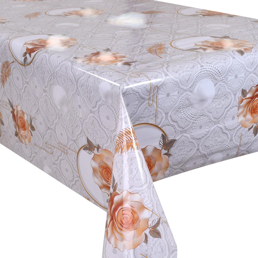 Клеенка на стол Glossy MA-5990-3 1,37х20 м Серый с персиковым (32534790)