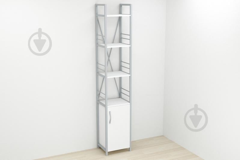 Этажерка 4/34 Ferrum-decor Серии Конект с тумбой  179x34x28 Серый ДСП Белое (FD1056)