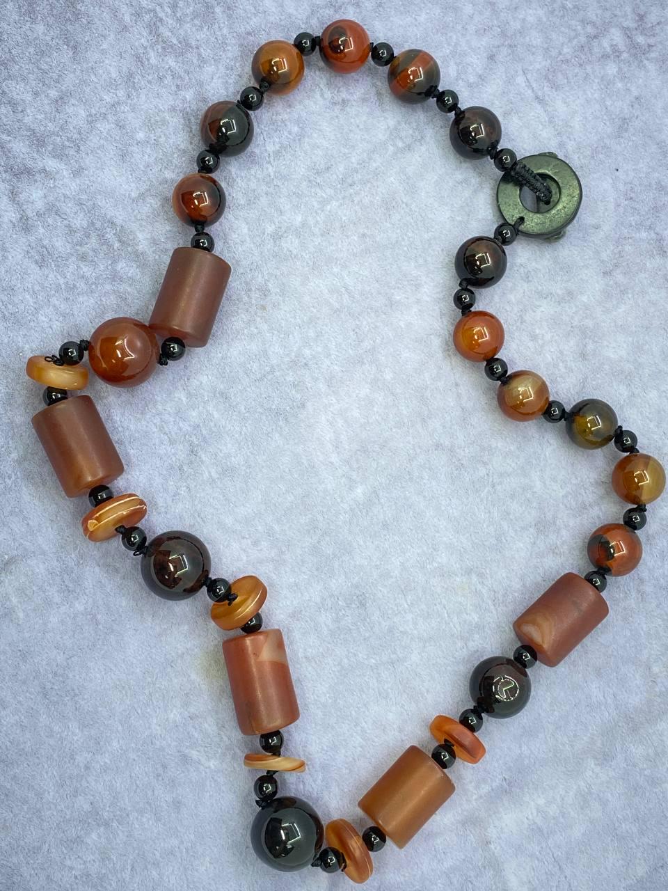 Бусы агат 56 см Коричневый (9889)