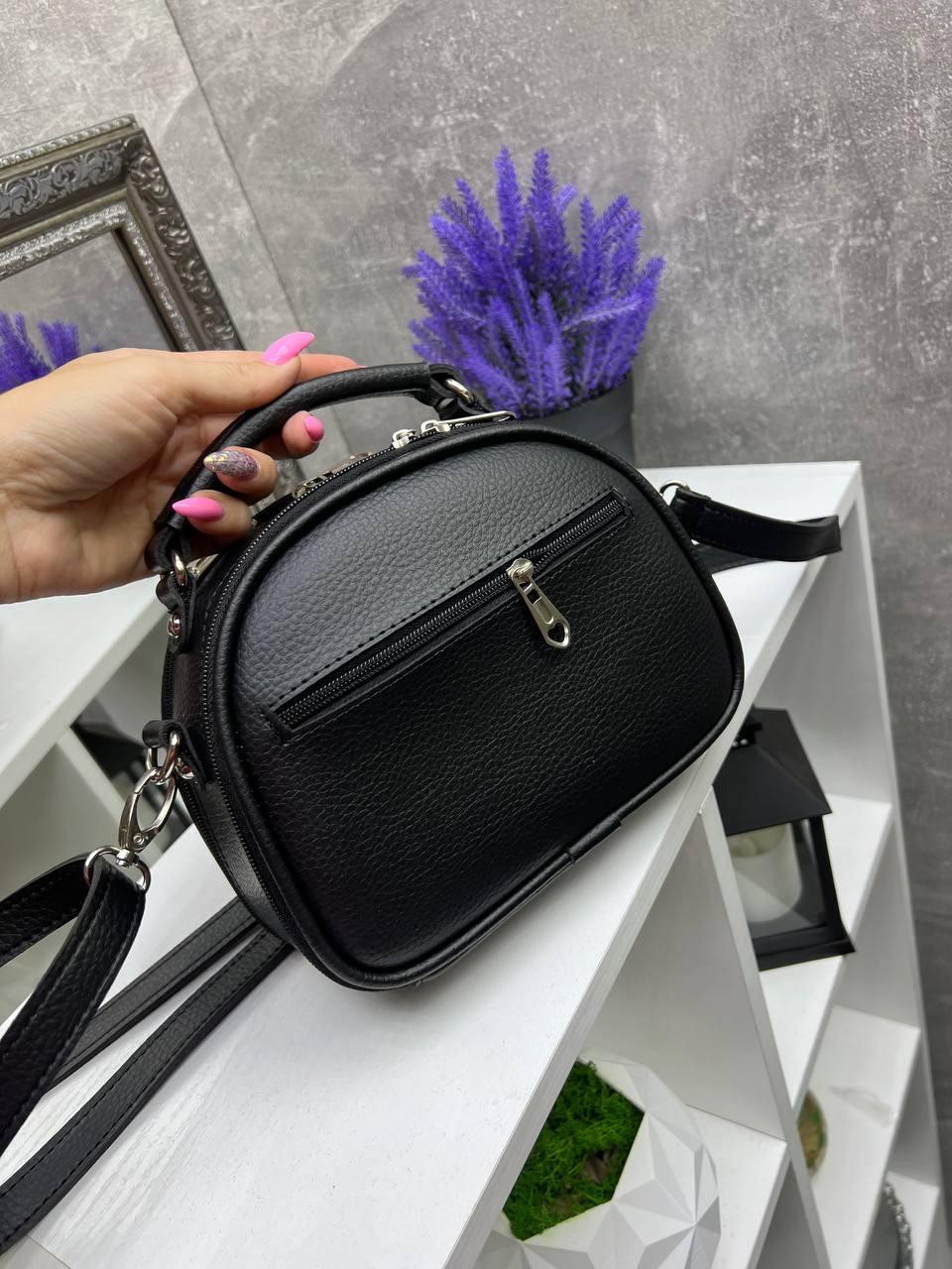 Сумка через плече жіноча сучасна міська екошкіра/натуральна замша 22х17х9 см Зелений - фото 7