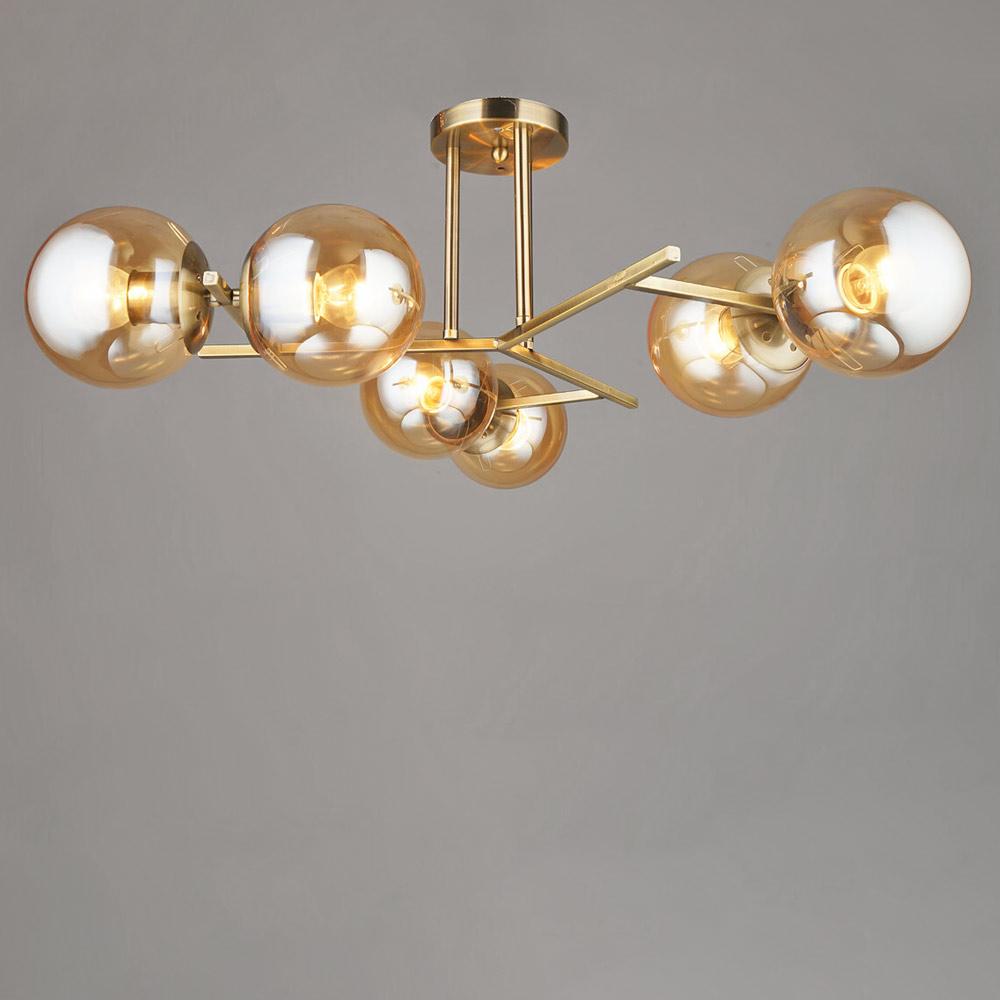 Люстра потолочная молекула Lighthouse SRS-19640/6 Бронзовый/Янтарный