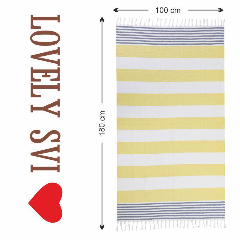 Рушник пештемаль Lovely Svi бавовна XХL 100x180 см Yellow/Blue Stripes (8032025) - фото 5 Рушник пештемаль Lovely Svi бавовна XХL 100x180 см Yellow/Blue Stripes (8032025) - фото 5