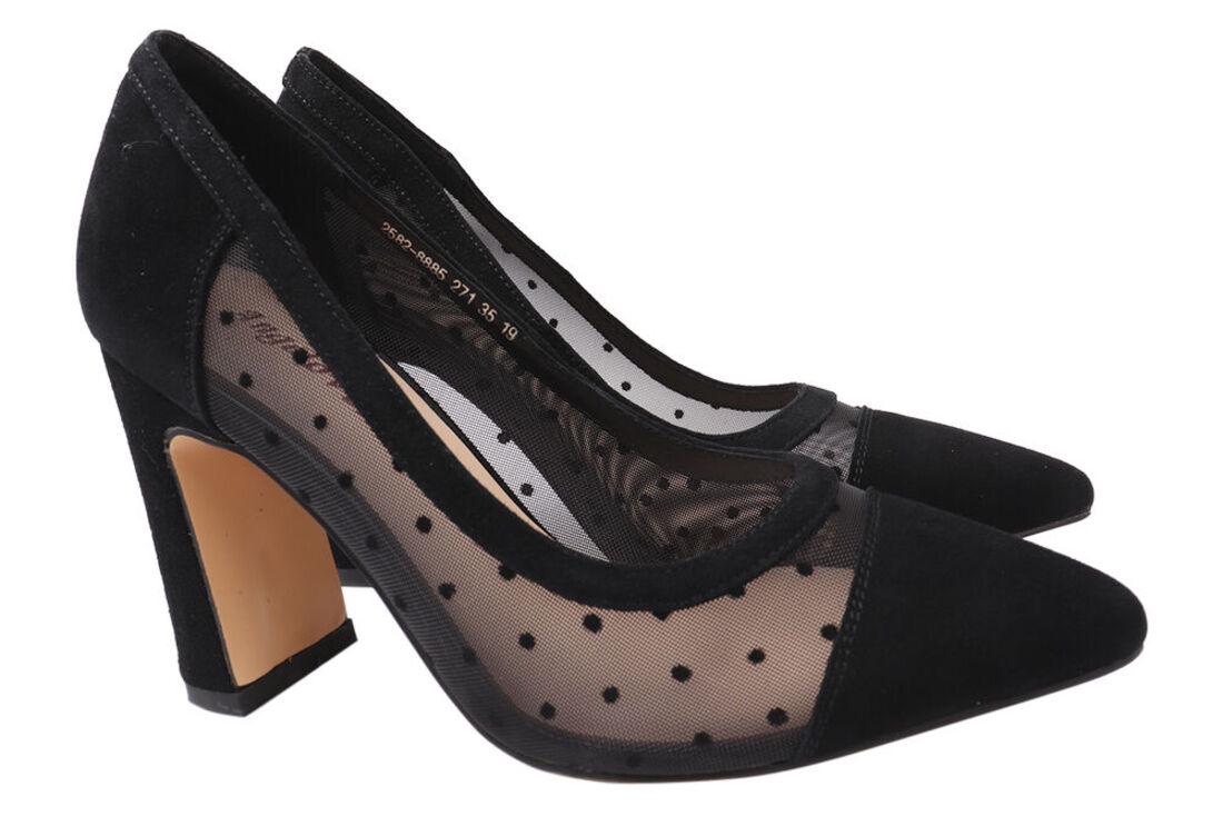 Туфли женские Angelo Vani из замши на каблуке р. 39 Черный (147-21LT)