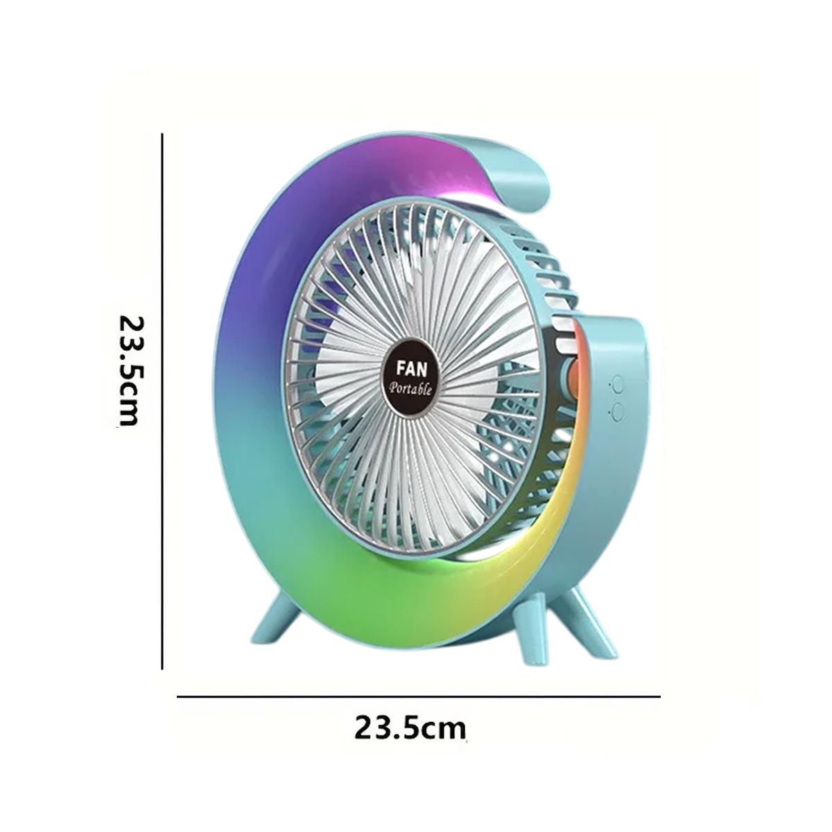Вентилятор-лампа Colorful Desktop Fan F13 портативний настільний USB три швидкості акумулятор обертання 180° Blue (200312) - фото 12 Вентилятор-лампа Colorful Desktop Fan F13 портативний настільний USB три швидкості акумулятор обертання 180° Blue (200312) - фото 12
