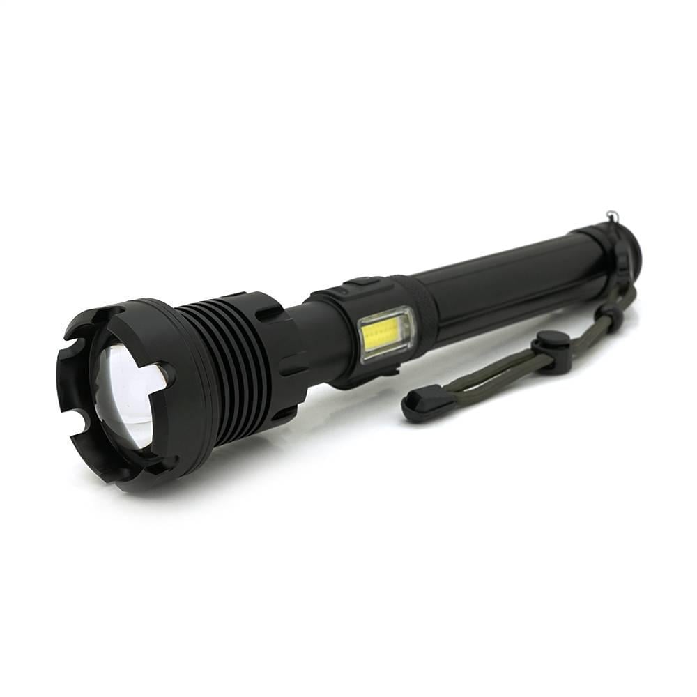 Ліхтар ручний Voltronic XHP90.2 1LED XHP110 72W бічний світлодіод 7 режими ZOOM 2х18650/без Акб Black IP40 кабель USB-micro 260х60х35 мм (30983)