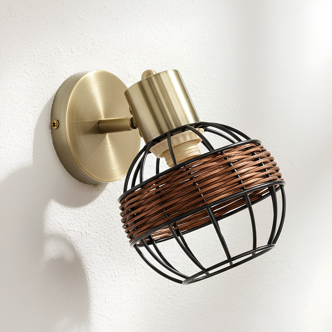 Бра Valeso с ротанговым декором и металлическим каркасом под лампу Е27 Бронзовый (B-91180L/1)