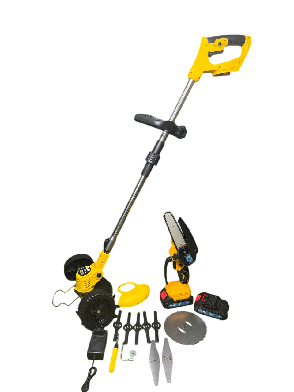 Набір садовий акумуляторний Krafftec PRO AZ144/PRO DUC155Z UR150DWAE 48 V 6 Ah Жовтий (567567)