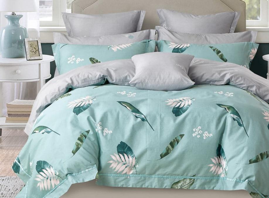 Комплект постельного белья Ecotton Перо Евро 210х220 см Бирюзовый