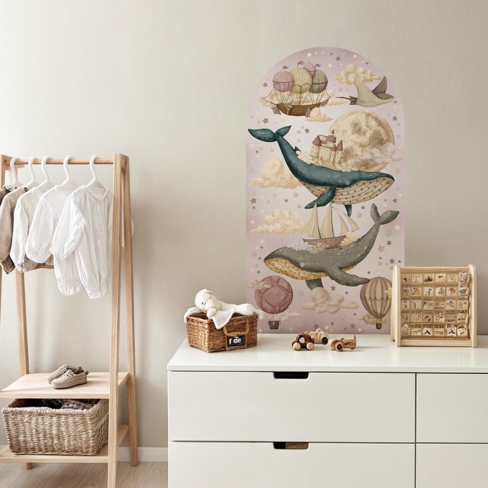 Наклейка на стену виниловая LIPKO Арка с китами S 55х100 см Розовый (759S)