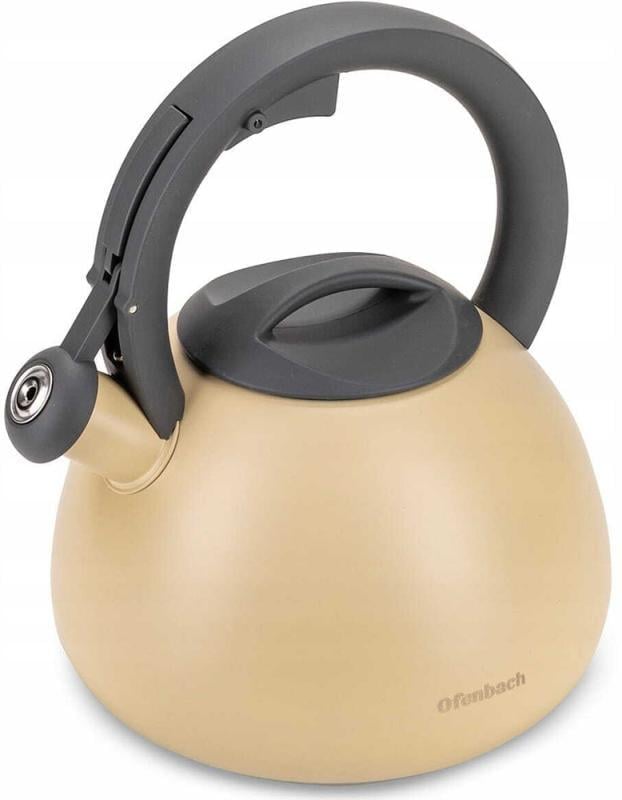 Чайник Ofenbach нержавіюча сталь зі свистком 2,7 л Бежевий матовий (NB-100322)