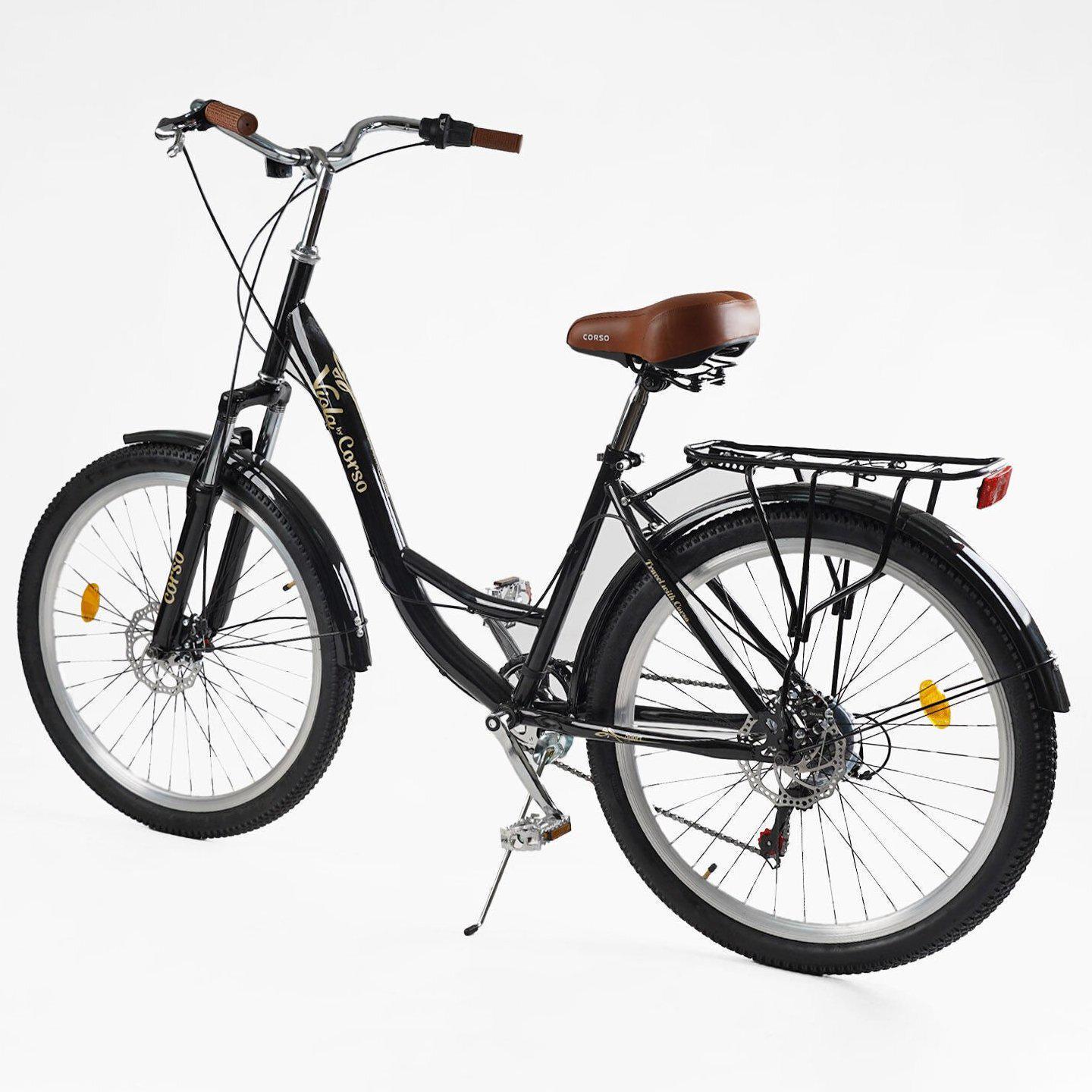Велосипед городской Corso Viola с багажником рама 17"/26" Черный - фото 3 Велосипед городской Corso Viola с багажником рама 17"/26" Черный - фото 3