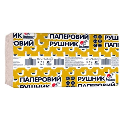 Полотенца бумажные Альбатрос однослойные V-сборка 200 листов Серый (104)