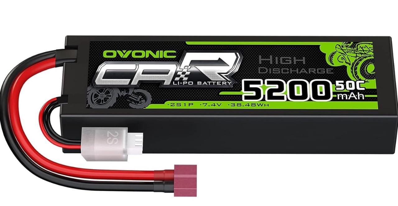 Аккумулятор OVONIC 2S LiPo 5200 mAh 7,4V 50C с T-коннектором Dean Style для авто катеров моделей RC Аккумулятор OVONIC 2S LiPo 5200 mAh 7,4V 50C с T-коннектором Dean Style для авто катеров моделей RC