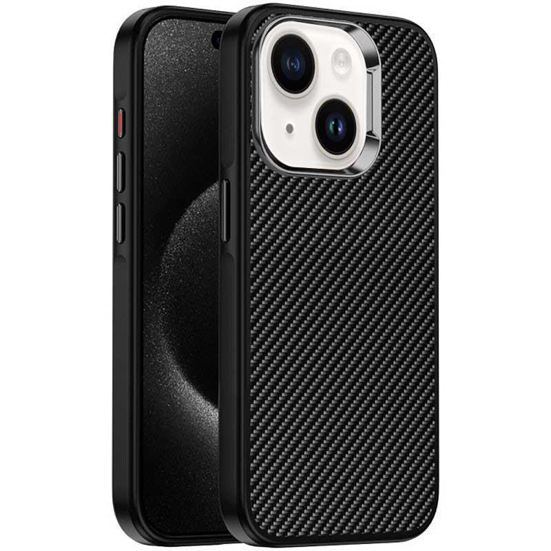 Противоударный чехол TPU+PC Carbon with MagSafe для Apple iPhone 15 (6.1") Black